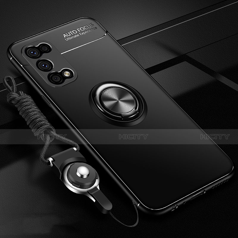 Oppo K7x 5G用極薄ソフトケース シリコンケース 耐衝撃 全面保護 アンド指輪 マグネット式 バンパー Oppo ブラック