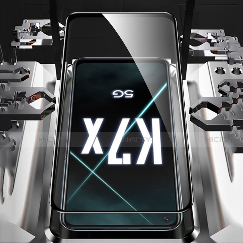 Oppo K7x 5G用強化ガラス フル液晶保護フィルム Oppo ブラック