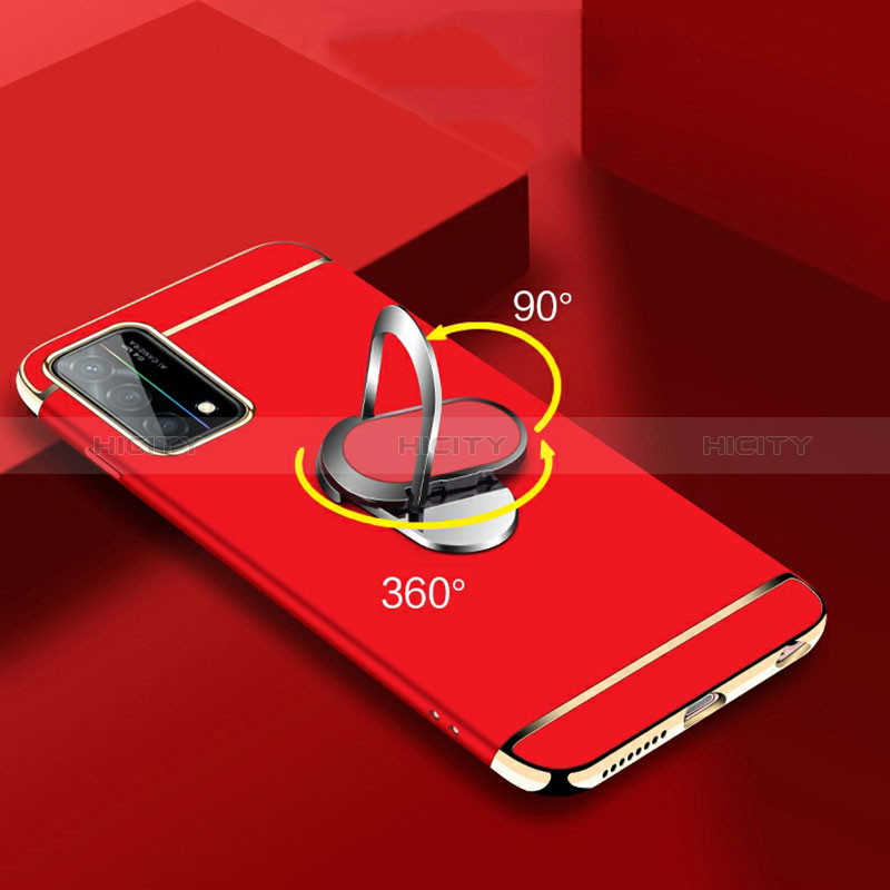 Oppo K9 5G用ケース 高級感 手触り良い メタル兼プラスチック バンパー アンド指輪 亦 ひも Oppo 