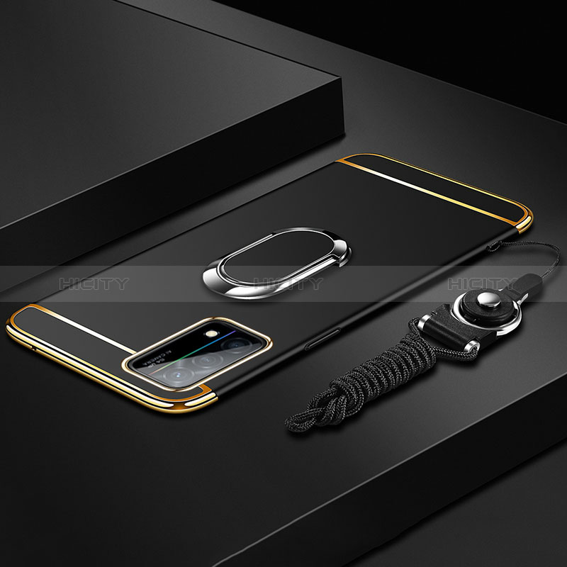 Oppo K9 5G用ケース 高級感 手触り良い メタル兼プラスチック バンパー アンド指輪 亦 ひも Oppo 
