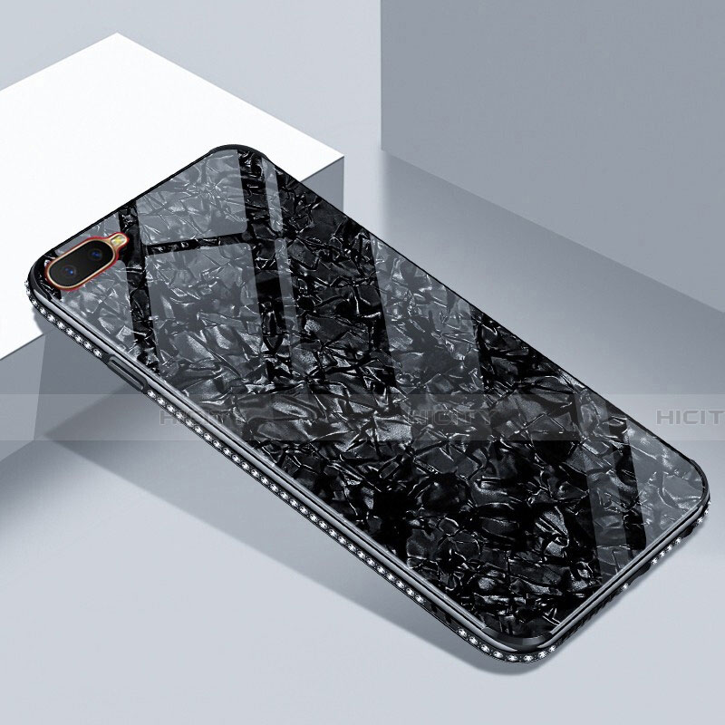Oppo R15X用ハイブリットバンパーケース プラスチック 鏡面 カバー T02 Oppo ブラック