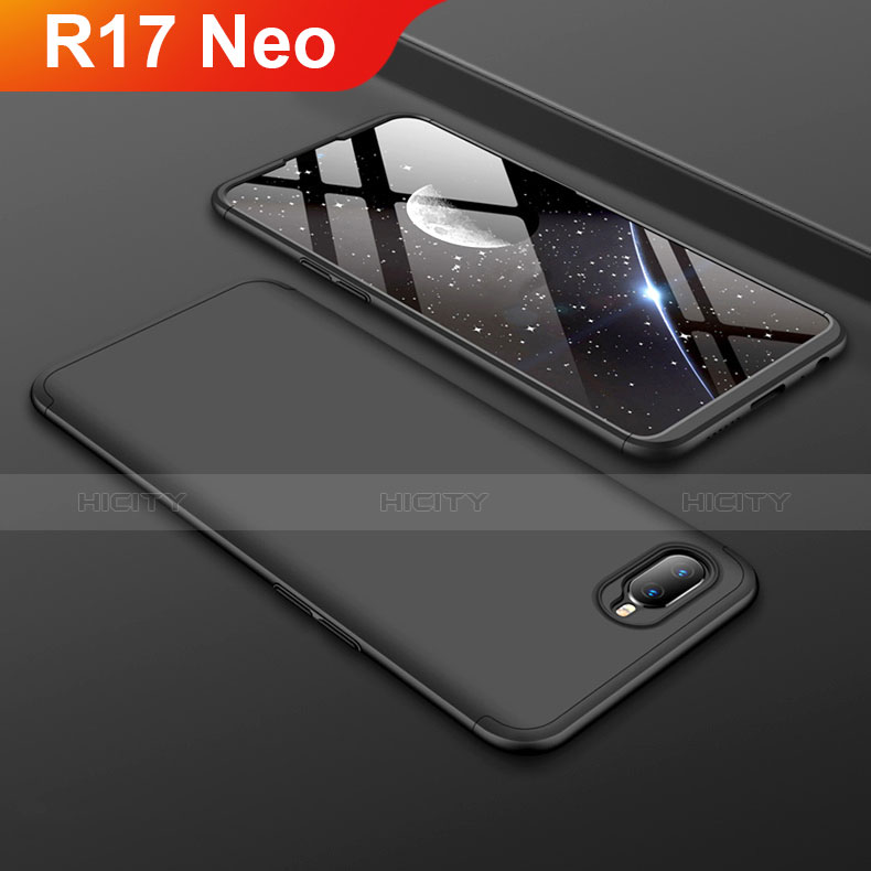 Oppo R17 Neo用ハードケース プラスチック 質感もマット 前面と背面 360度 フルカバー Oppo ブラック