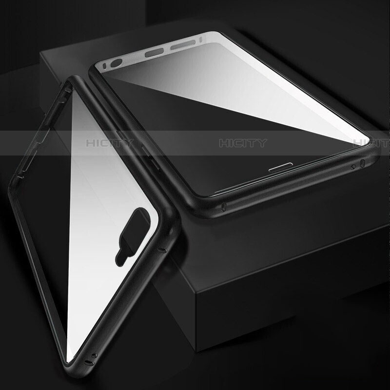 Oppo R17 Neo用ケース 高級感 手触り良い アルミメタル 製の金属製 360度 フルカバーバンパー 鏡面 カバー T06 Oppo ブラック