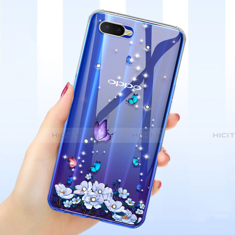 Oppo R17 Neo用極薄ソフトケース シリコンケース 耐衝撃 全面保護 クリア透明 花 Oppo 