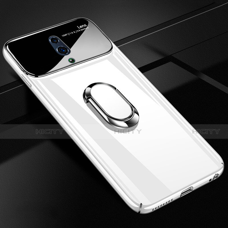 Oppo Realme X用ハードケース プラスチック 質感もマット アンド指輪 マグネット式 A01 Oppo ホワイト