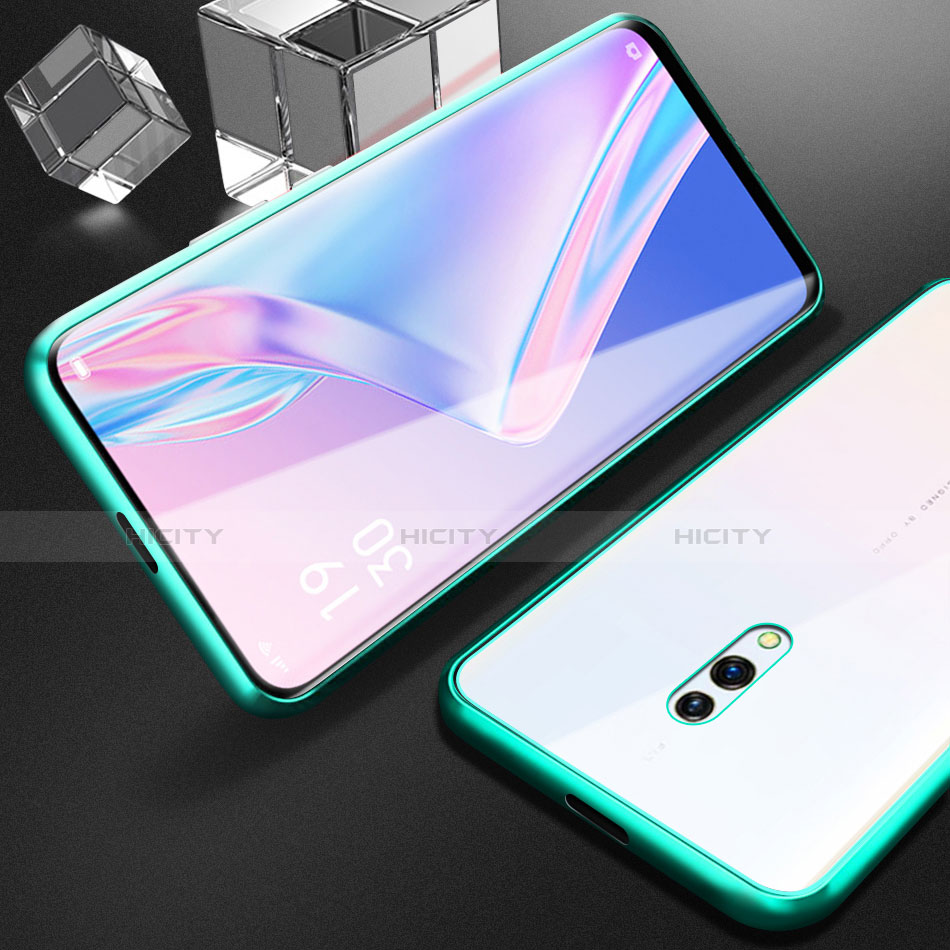 Oppo Realme X用ケース 高級感 手触り良い アルミメタル 製の金属製 360度 フルカバーバンパー 鏡面 カバー M01 Oppo グリーン