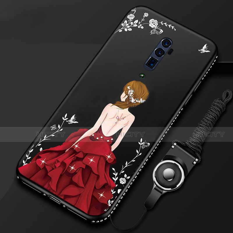 Oppo Reno 10X Zoom用シリコンケース ソフトタッチラバー バタフライ ドレスガール ドレス少女 カバー Oppo 