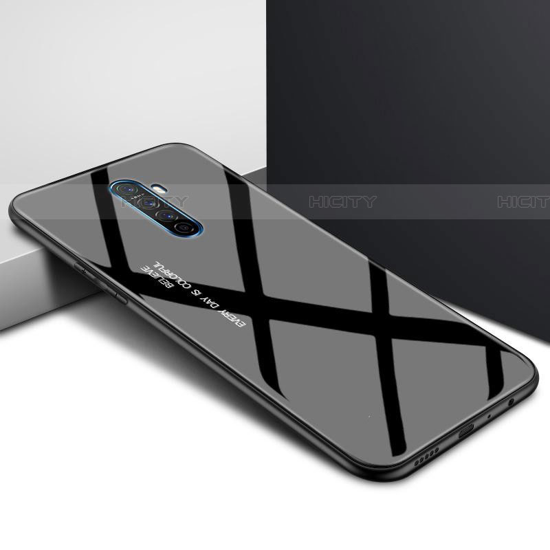 Oppo Reno Ace用ハイブリットバンパーケース プラスチック パターン 鏡面 カバー Oppo ブラック