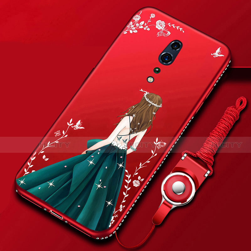 Oppo Reno Z用シリコンケース ソフトタッチラバー バタフライ ドレスガール ドレス少女 カバー Oppo マルチカラー