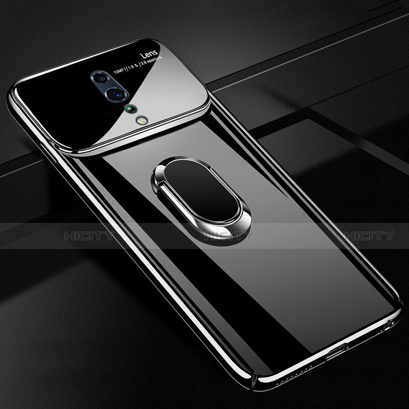 Oppo Reno Z用ハードケース プラスチック 質感もマット アンド指輪 マグネット式 A01 Oppo ブラック