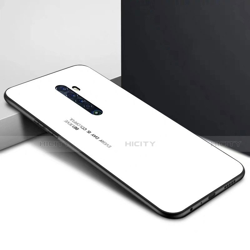 Oppo Reno2用ハイブリットバンパーケース プラスチック パターン 鏡面 カバー Oppo ホワイト