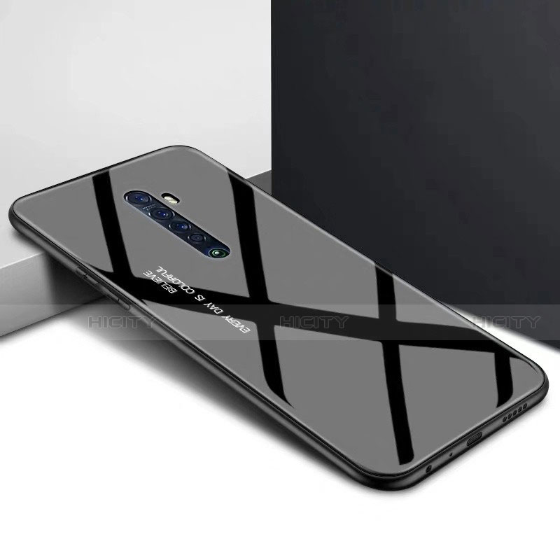 Oppo Reno2用ハイブリットバンパーケース プラスチック パターン 鏡面 カバー Oppo ブラック