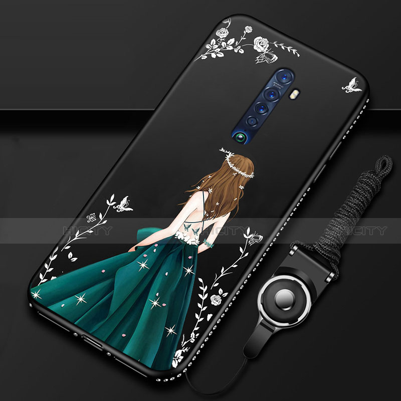 Oppo Reno2用シリコンケース ソフトタッチラバー バタフライ ドレスガール ドレス少女 カバー Oppo 