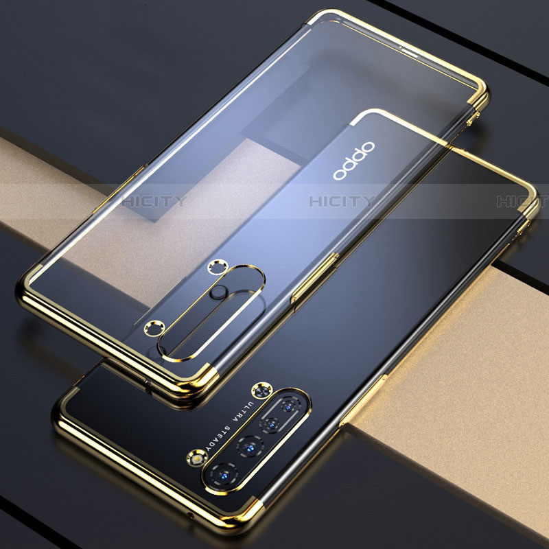 Oppo Reno3用極薄ソフトケース シリコンケース 耐衝撃 全面保護 クリア透明 H03 Oppo ゴールド