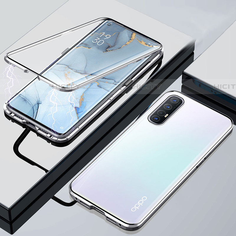 Oppo Reno3 Pro用ケース 高級感 手触り良い アルミメタル 製の金属製 360度 フルカバーバンパー 鏡面 カバー M01 Oppo 