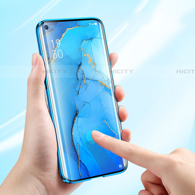 Oppo Reno3 Pro用ケース 高級感 手触り良い アルミメタル 製の金属製 360度 フルカバーバンパー 鏡面 カバー M01 Oppo 