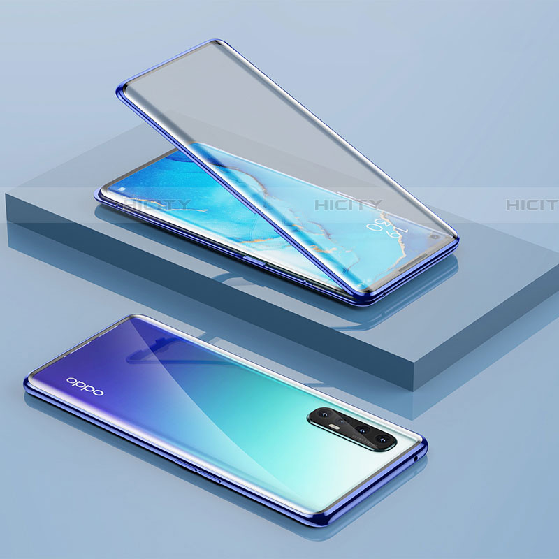 Oppo Reno3 Pro用ケース 高級感 手触り良い アルミメタル 製の金属製 360度 フルカバーバンパー 鏡面 カバー Oppo 