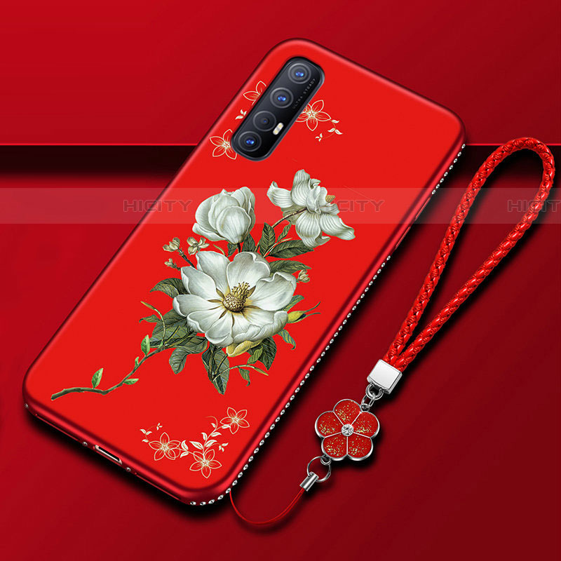 Oppo Reno3 Pro用シリコンケース ソフトタッチラバー 花 カバー Oppo 