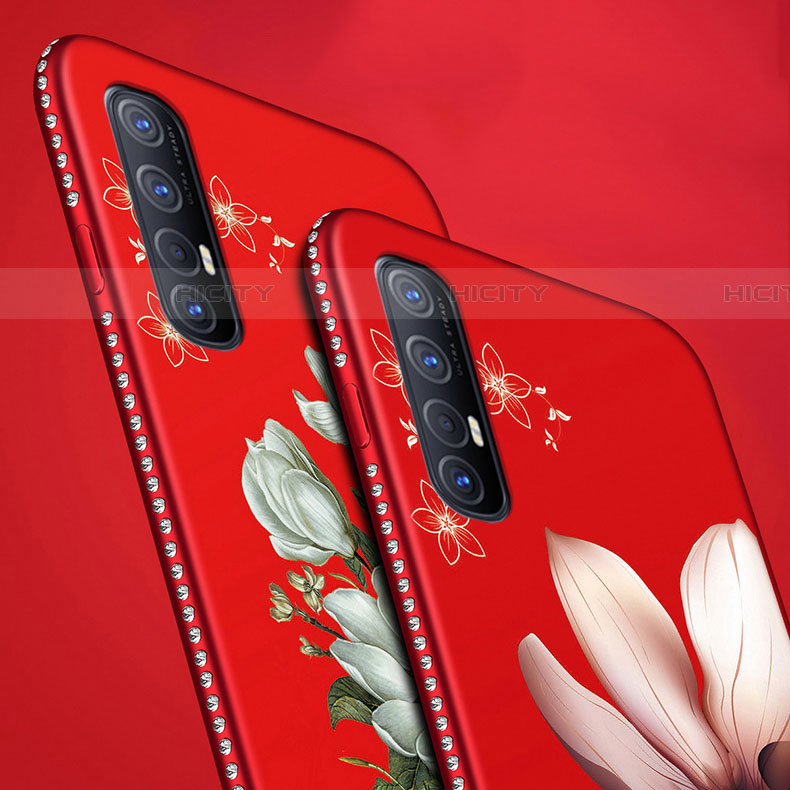 Oppo Reno3 Pro用シリコンケース ソフトタッチラバー 花 カバー Oppo 