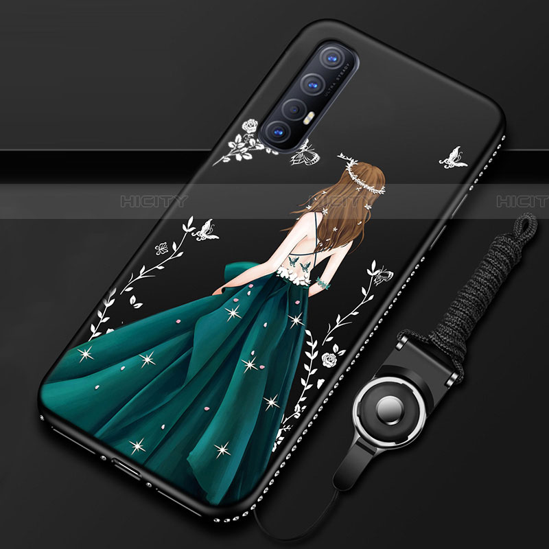 Oppo Reno3 Pro用シリコンケース ソフトタッチラバー バタフライ ドレスガール ドレス少女 カバー Oppo 