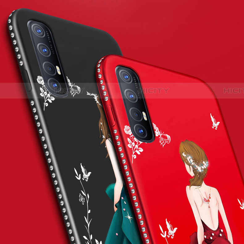 Oppo Reno3 Pro用シリコンケース ソフトタッチラバー バタフライ ドレスガール ドレス少女 カバー Oppo 