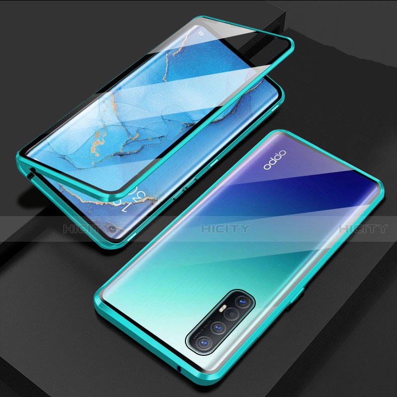 Oppo Reno3 Pro用ケース 高級感 手触り良い アルミメタル 製の金属製 360度 フルカバーバンパー 鏡面 カバー T03 Oppo 