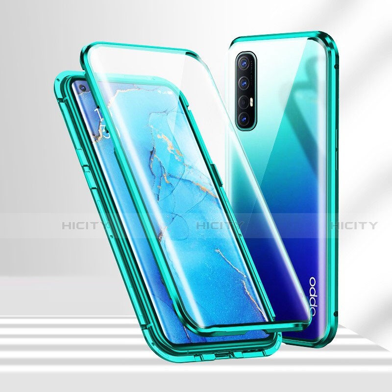 Oppo Reno3 Pro用ケース 高級感 手触り良い アルミメタル 製の金属製 360度 フルカバーバンパー 鏡面 カバー T02 Oppo 