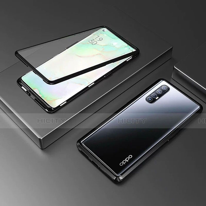 Oppo Reno3 Pro用ケース 高級感 手触り良い アルミメタル 製の金属製 360度 フルカバーバンパー 鏡面 カバー T05 Oppo 