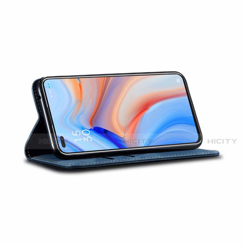 Oppo Reno4 4G用手帳型 布 スタンド Oppo 