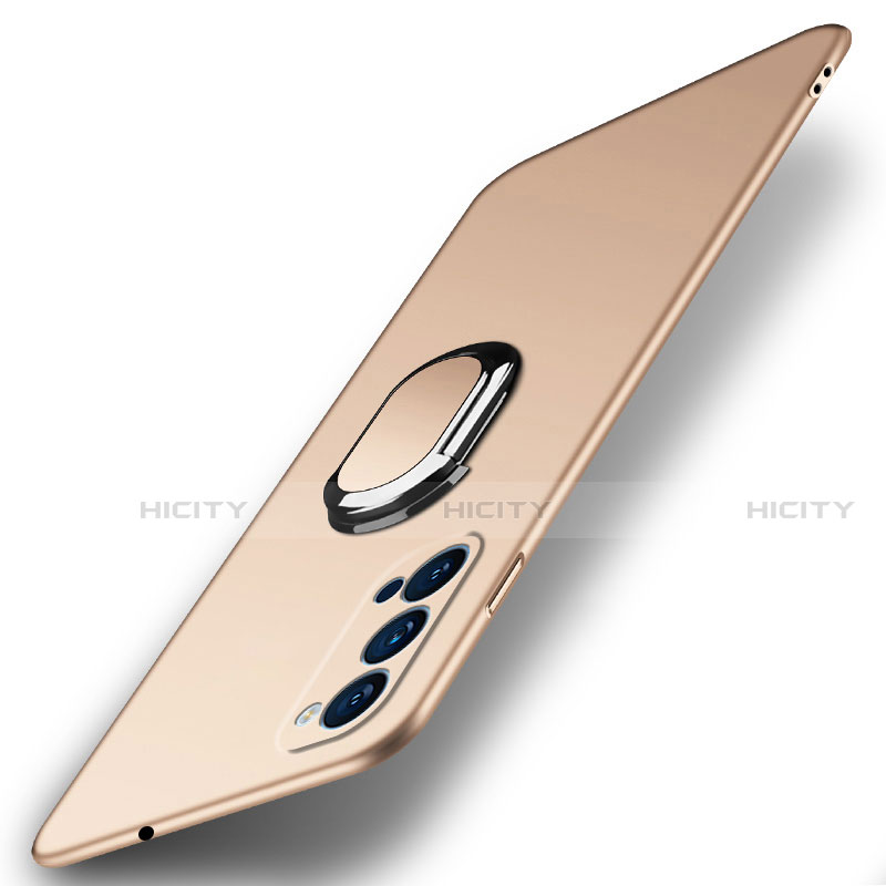 Oppo Reno4 5G用ハードケース プラスチック 質感もマット アンド指輪 マグネット式 A01 Oppo ゴールド
