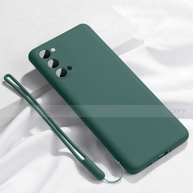 Oppo Reno4 5G用360度 フルカバー極薄ソフトケース シリコンケース 耐衝撃 全面保護 バンパー C02 Oppo グリーン