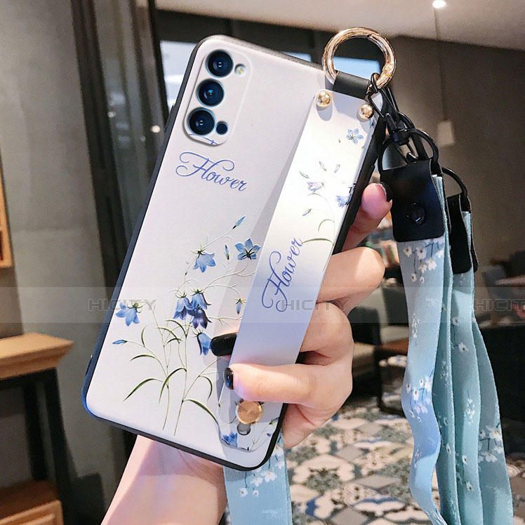 Oppo Reno4 5G用シリコンケース ソフトタッチラバー 花 カバー S03 Oppo 