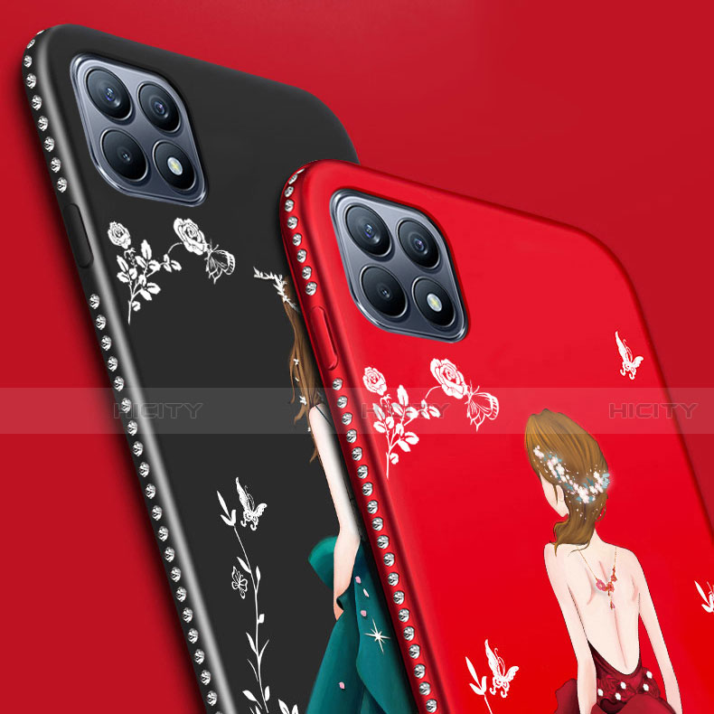 Oppo Reno4 SE 5G用シリコンケース ソフトタッチラバー バタフライ ドレスガール ドレス少女 カバー Oppo 