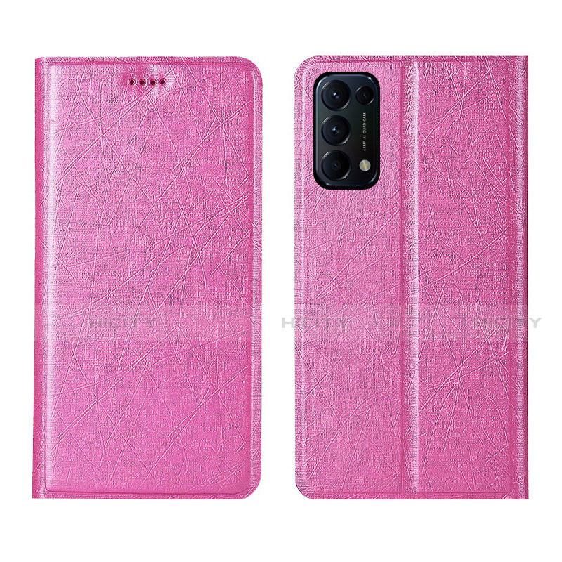 Oppo Reno5 5G用手帳型 レザーケース スタンド カバー L05 Oppo ピンク