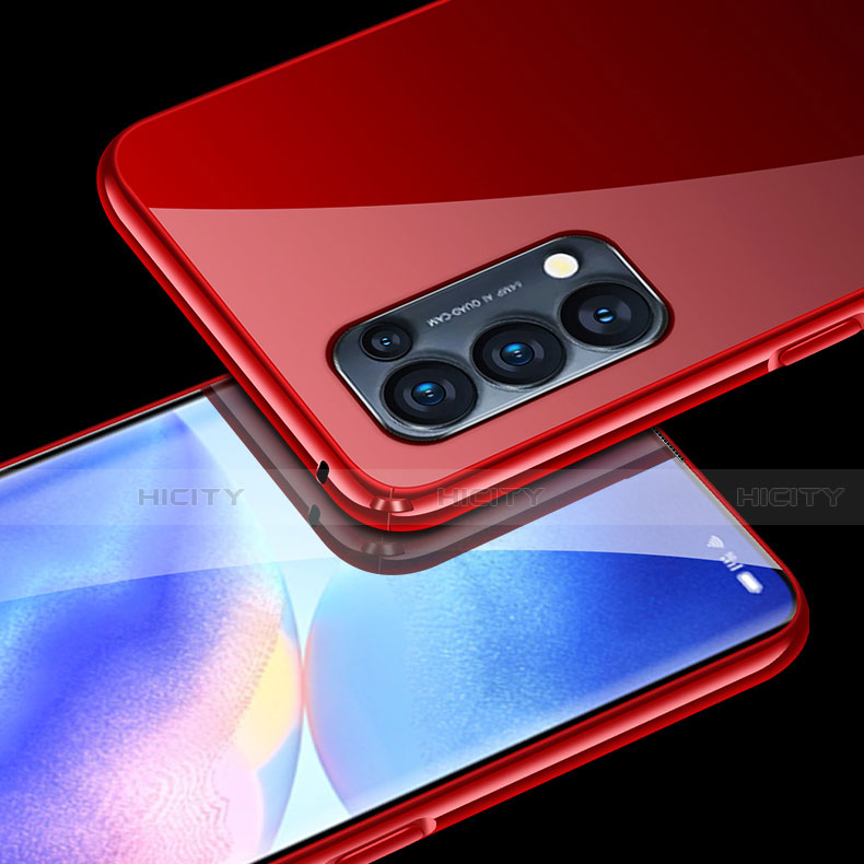 Oppo Reno5 5G用ケース 高級感 手触り良い アルミメタル 製の金属製 360度 フルカバーバンパー 鏡面 カバー M05 Oppo 