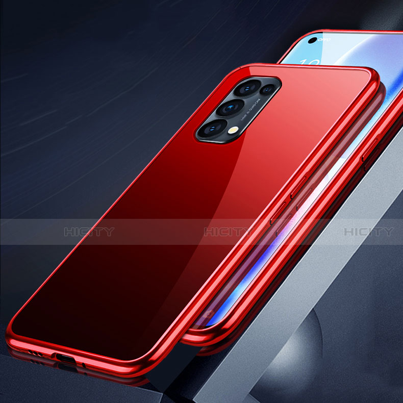 Oppo Reno5 Pro 5G用ケース 高級感 手触り良い アルミメタル 製の金属製 360度 フルカバーバンパー 鏡面 カバー M05 Oppo 