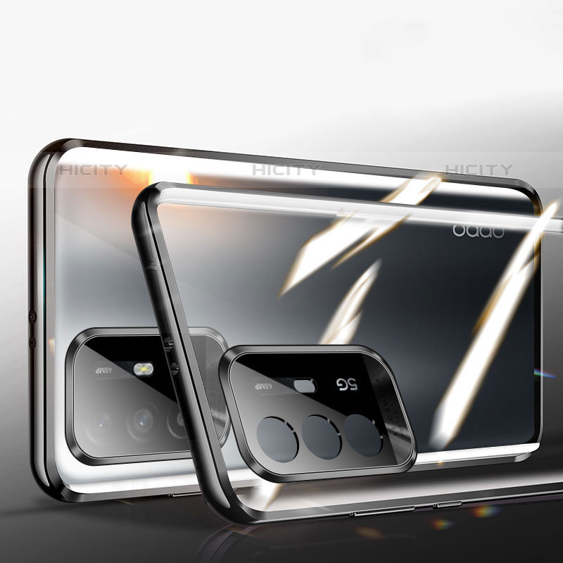Oppo Reno5 Z 5G用ケース 高級感 手触り良い アルミメタル 製の金属製 360度 フルカバーバンパー 鏡面 カバー P01 Oppo 