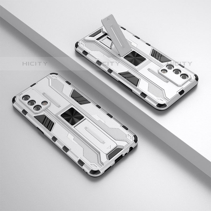 Oppo Reno6 Lite用ハイブリットバンパーケース スタンド プラスチック 兼シリコーン カバー マグネット式 T01 Oppo ホワイト