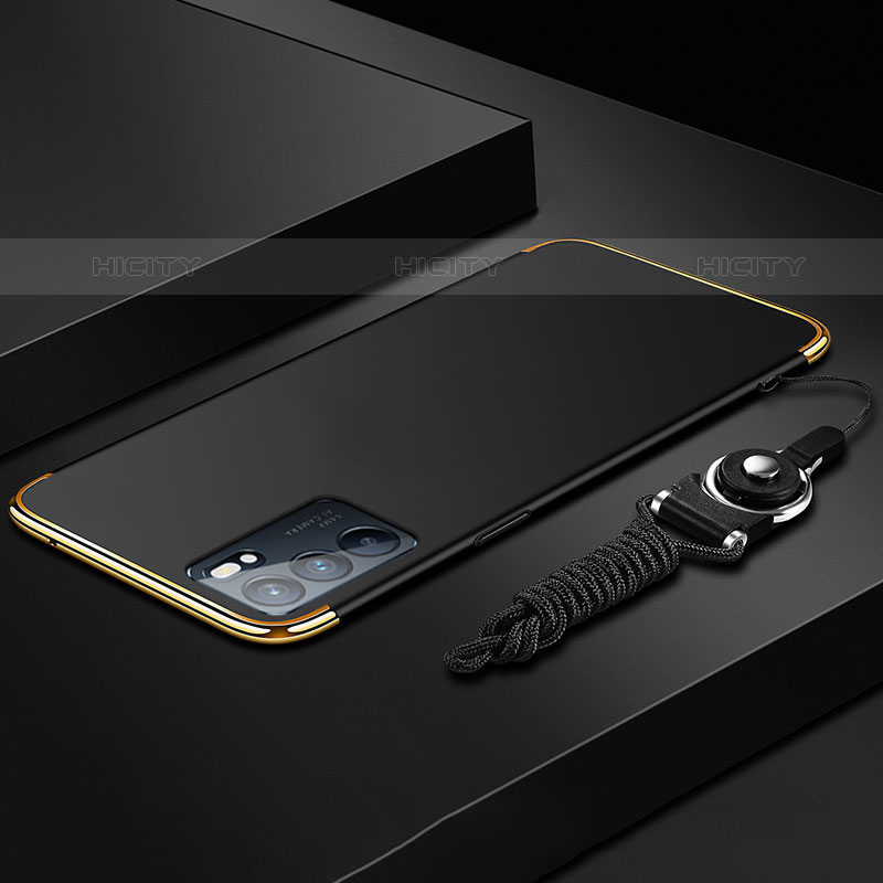 Oppo Reno6 Pro 5G India用ケース 高級感 手触り良い メタル兼プラスチック バンパー Oppo ブラック