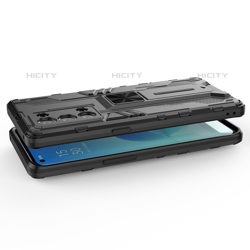 Oppo Reno6 Pro+ Plus 5G用ハイブリットバンパーケース スタンド プラスチック 兼シリコーン カバー マグネット式 T01 Oppo 