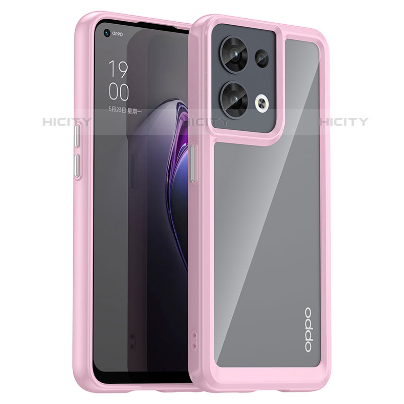 Oppo Reno8 5G用ハイブリットバンパーケース クリア透明 プラスチック カバー J01S Oppo 