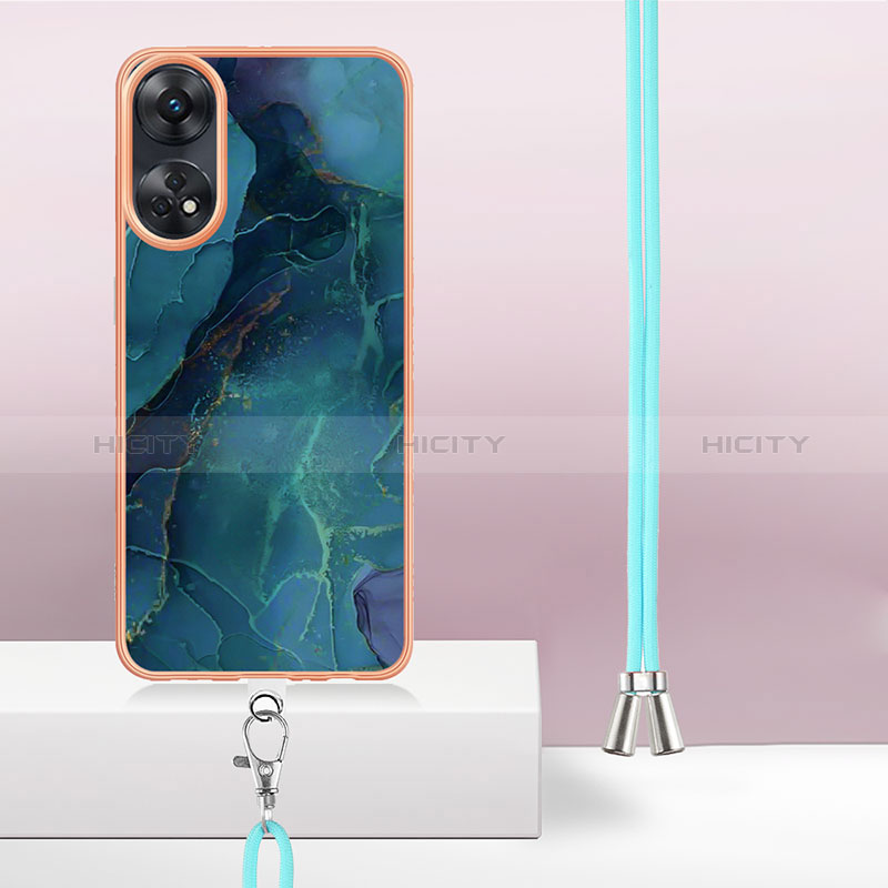 Oppo Reno8 T 4G用シリコンケース ソフトタッチラバー バタフライ パターン カバー 携帯ストラップ YB7 Oppo 