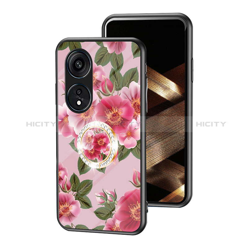 Oppo Reno8 T 4G用ハイブリットバンパーケース プラスチック 鏡面 花 カバー S01 Oppo 