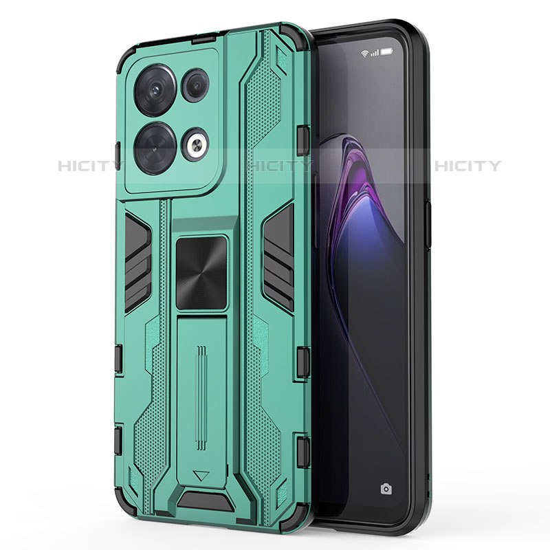 Oppo Reno9 Pro 5G用ハイブリットバンパーケース スタンド プラスチック 兼シリコーン カバー マグネット式 Oppo 