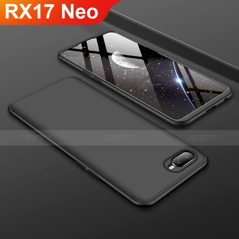 Oppo RX17 Neo用ハードケース プラスチック 質感もマット 前面と背面 360度 フルカバー Oppo ブラック