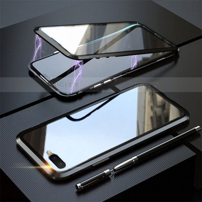 Oppo RX17 Neo用ケース 高級感 手触り良い アルミメタル 製の金属製 360度 フルカバーバンパー 鏡面 カバー T05 Oppo ブラック