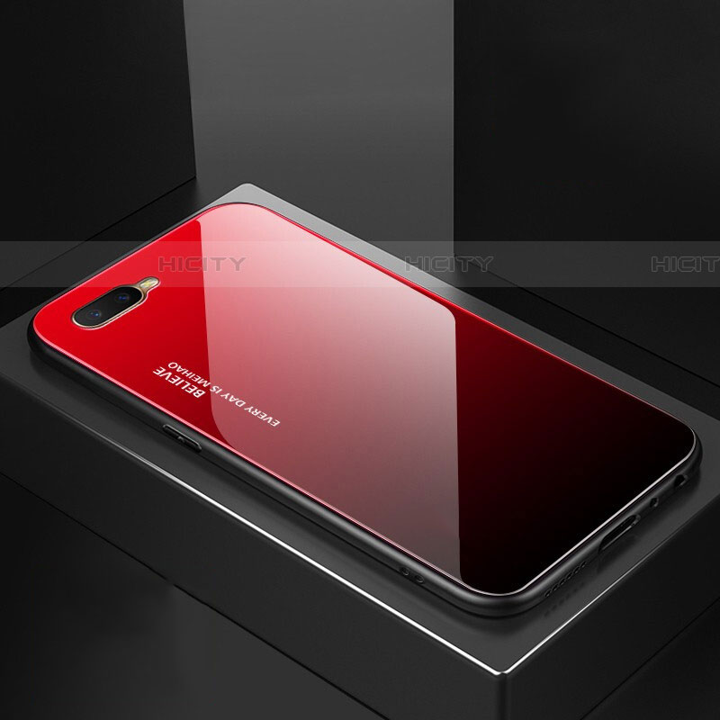 Oppo RX17 Neo用ハイブリットバンパーケース プラスチック 鏡面 虹 グラデーション 勾配色 カバー H01 Oppo 