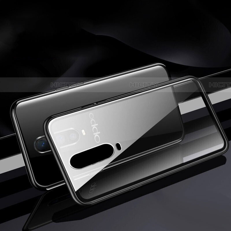 Oppo RX17 Pro用ケース 高級感 手触り良い アルミメタル 製の金属製 360度 フルカバーバンパー 鏡面 カバー T06 Oppo ブラック