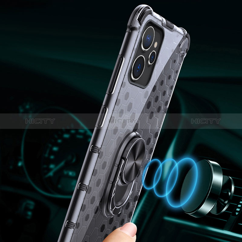 Realme 10 5G用360度 フルカバーハイブリットバンパーケース クリア透明 プラスチック 鏡面 アンド指輪 マグネット式 AM1 Realme 