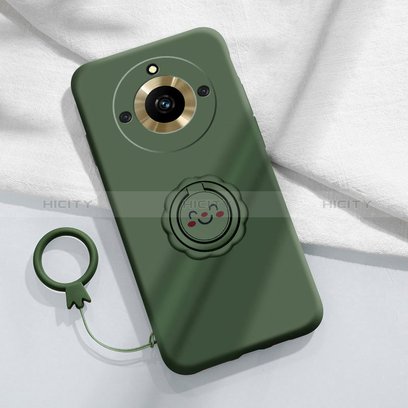 Realme 11 Pro 5G用極薄ソフトケース シリコンケース 耐衝撃 全面保護 アンド指輪 マグネット式 バンパー S01 Realme モスグリー